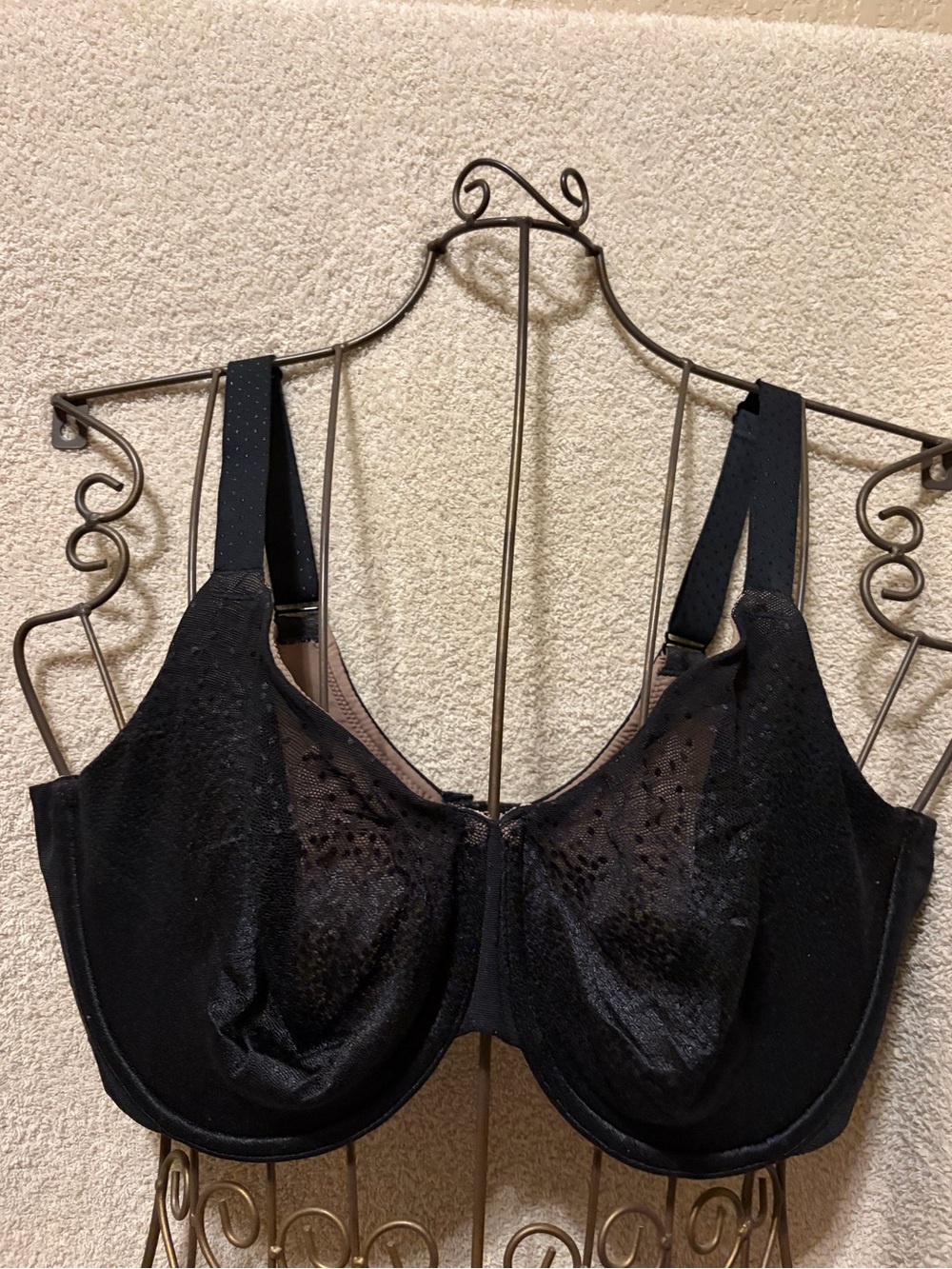 Wacoal Black Bra with Tan Lining Wireless Support